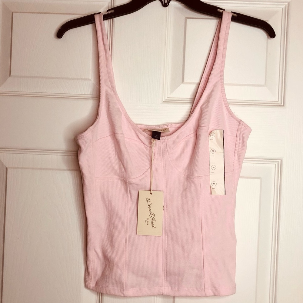 Universal Thread Light Pink Ribbed Scoop Neck Tank